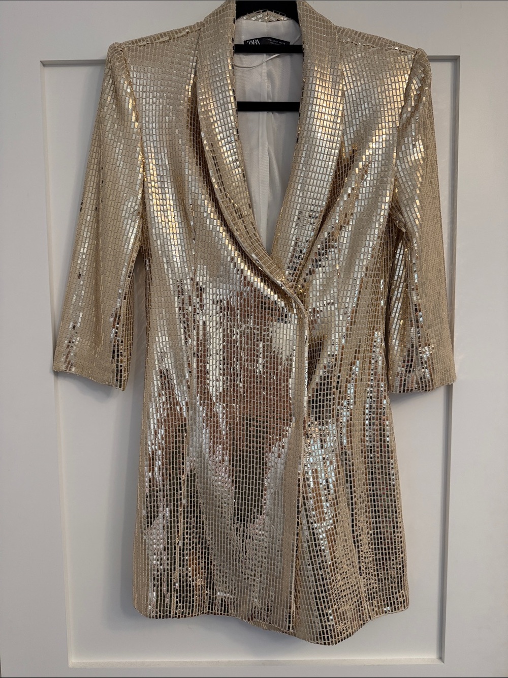 Sparkling Gold Sequin Blazer Dress